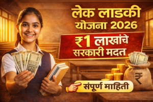लेक लाडकी योजना 2026 अंतर्गत मुलींना ₹1 लाखांपर्यंत आर्थिक मदत मिळते. पात्रता, अर्ज प्रक्रिया आणि फायदे जाणून घ्या सोप्या मराठीत.